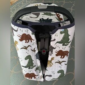 Cotton Muslin Car Seat Canopy - Dino Friends